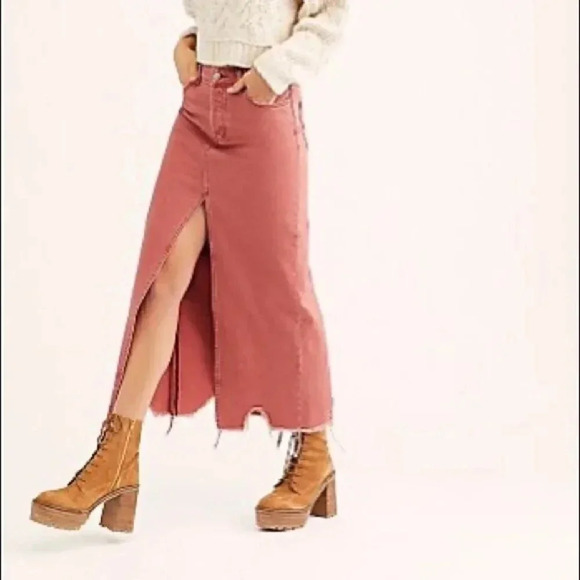 Free People Rhiannon Denim Maxi Skirt